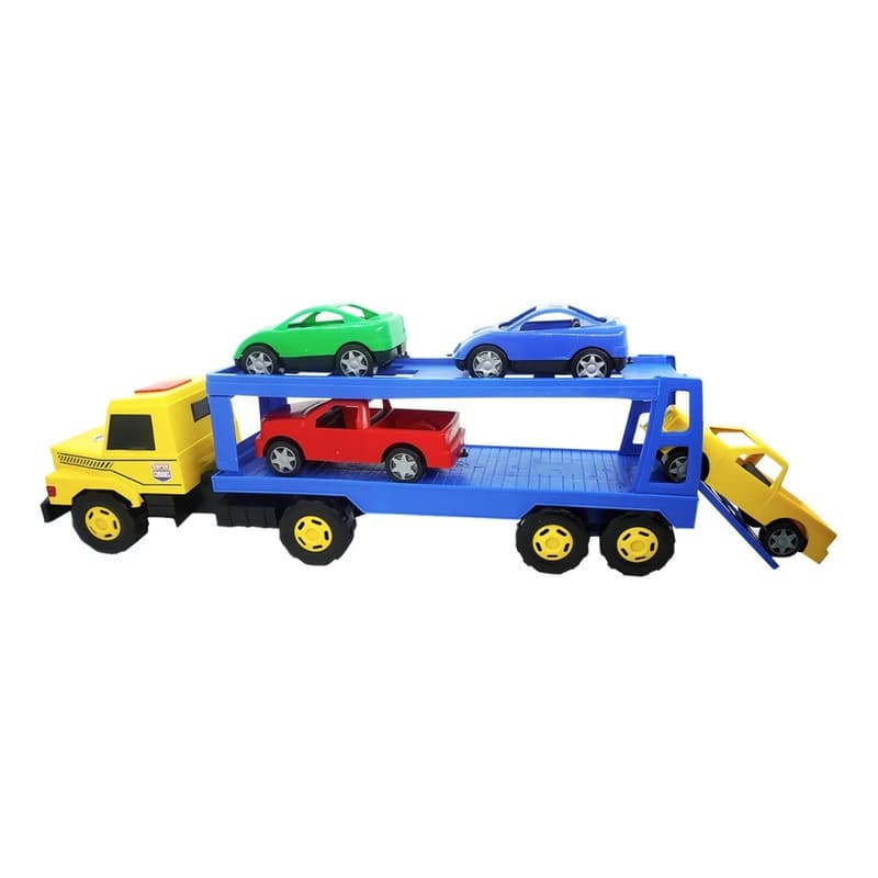 Camión Transportador de Autos Lionel's con 4 Autos Incluidos – Juguete Amarillo