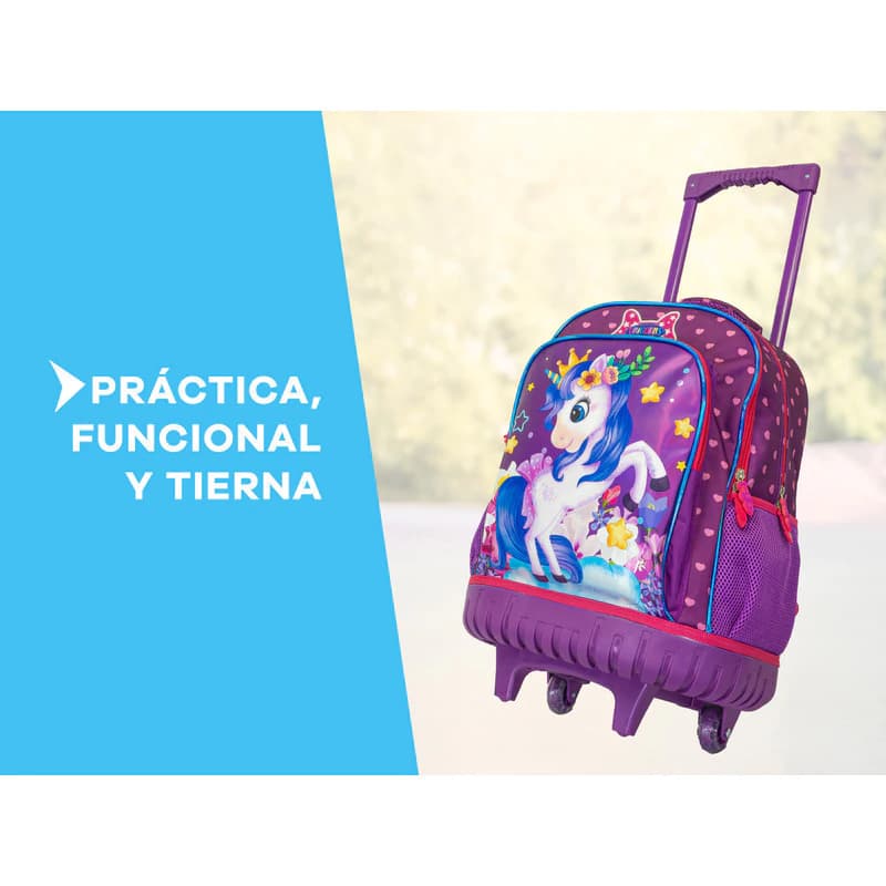 Mochila Carrito Escolar 18" + Cartuchera T-Go | Kit Primaria con Luces LED