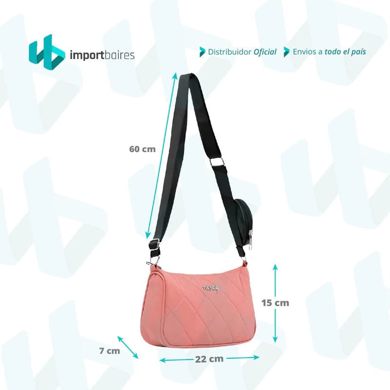 Cartera Mini Bags Trendy Porta Celular Bandolera Acolchada — Aqua 27203 / Negro / Liso