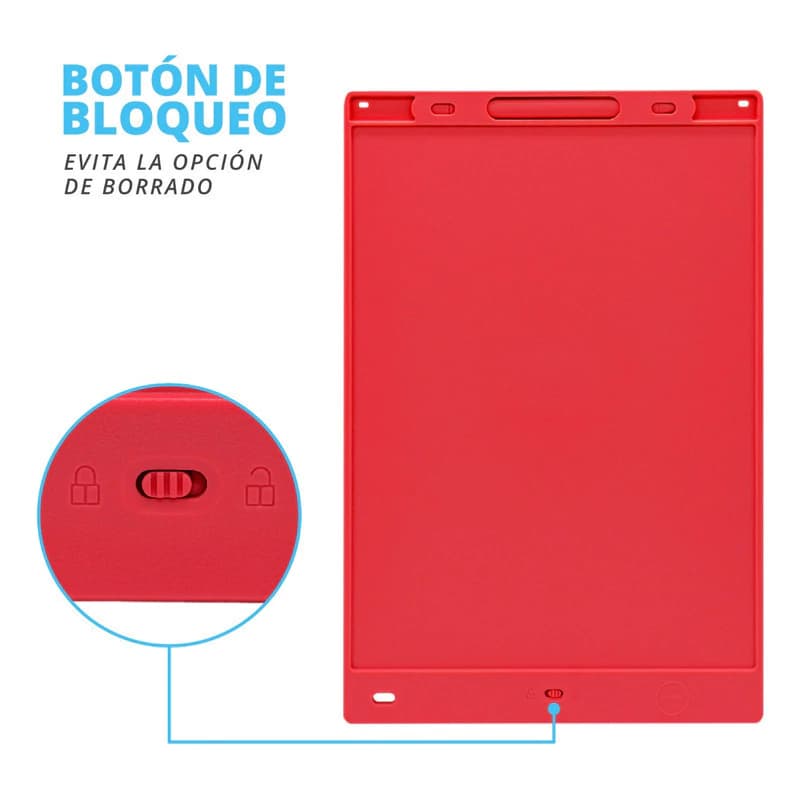 Pizarra Mágica Infantil 12" T-Go – Dibujo Digital sin Papel, Color Rojo