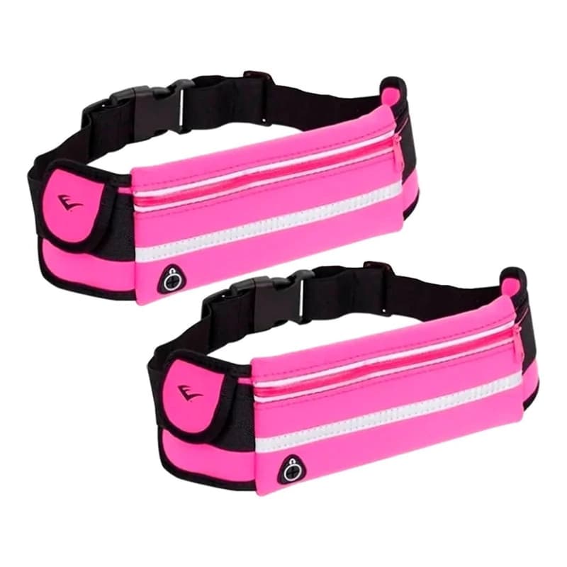 Riñonera Deportiva Everlast Pack x2 Running Ciclismo Gym Neopreno Expandible — Fucsia