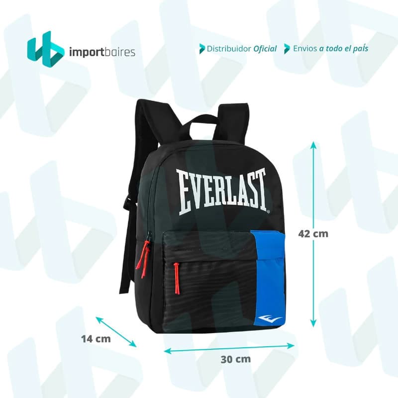 Mochila Urbana Everlast 25L Unisex con Porta Notebook hasta 15.6" — Negro/Gris / Liso