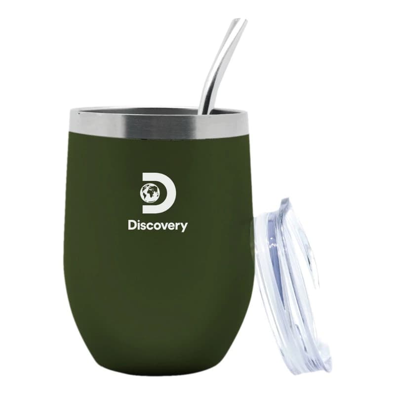 Mate Con Tapa Y Bombilla Acero Inoxidable Termico Frio Calor — Verde