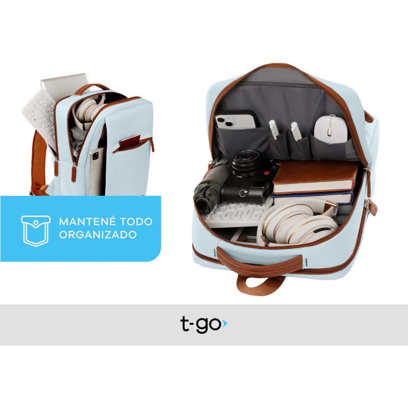 Mochila Ejecutiva T-Go EB104 Porta Notebook 15.6'' con Puerto USB Urban Aesthetic — Rosa / Liso