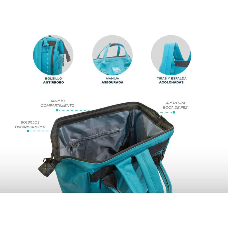 Mochila Urbana Boca de Pez Everlast Nylon con Bolsillo Antirrobo para Notebook — Rojo 21484 / Liso