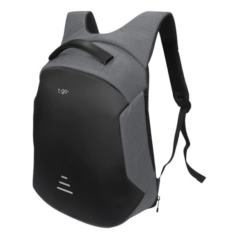 Mochila Ejecutiva Porta Notebook T-Go Premium Antirrobo Impermeable USB 15.6" — Gris / Liso