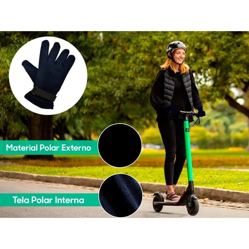 Guantes Polar Doble Forro con Velcro en Muñeca Bossi Unisex Invierno
