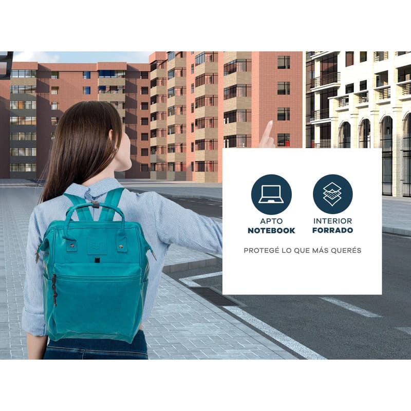 Mochila Cartera Everlast Boca de Pez Eco Cuero Urbana Antirrobo Mujer — Suela 21478 / Eco cuero