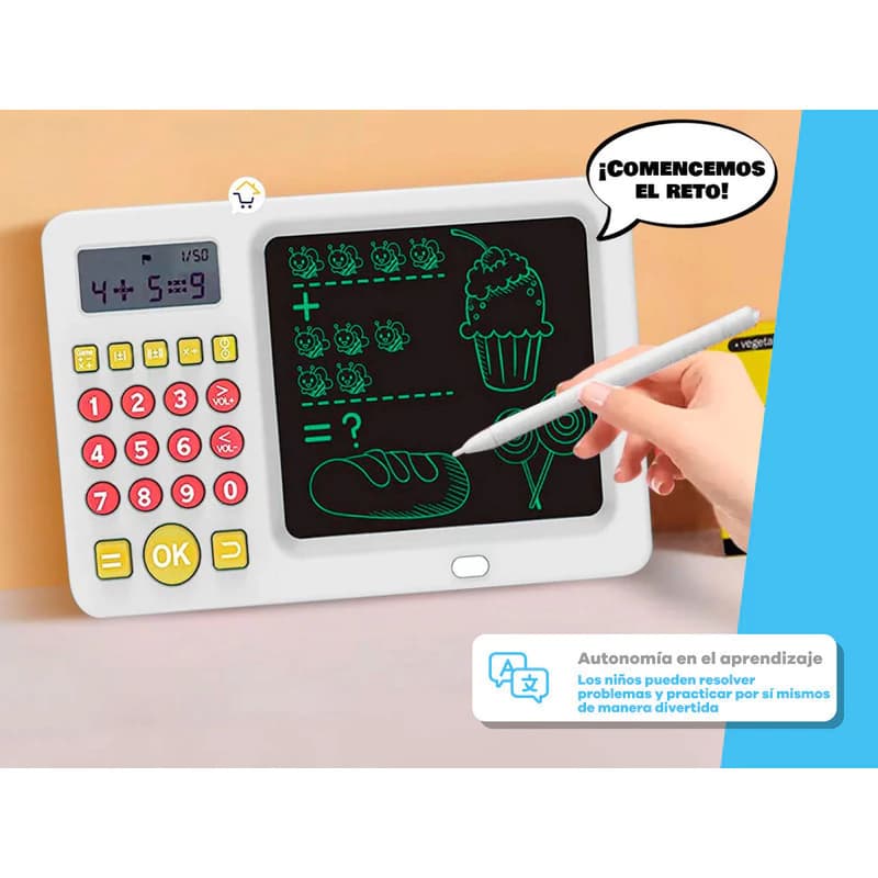 Tablero Educativo Matemático Infantil T-Go | Pizarra de Cálculos para Niños — Celeste
