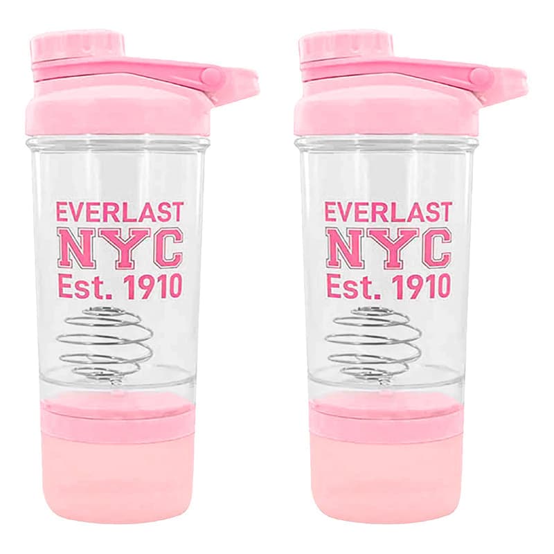 Set x2 Shakers 500 ml Everlast con Bola Mezcladora Sin BPA — Rosa