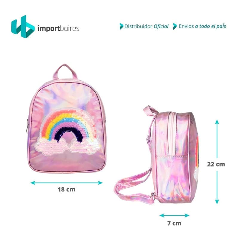 Mochila Infantil Trendy con Lentejuelas Reversibles Nena Tornasolada
