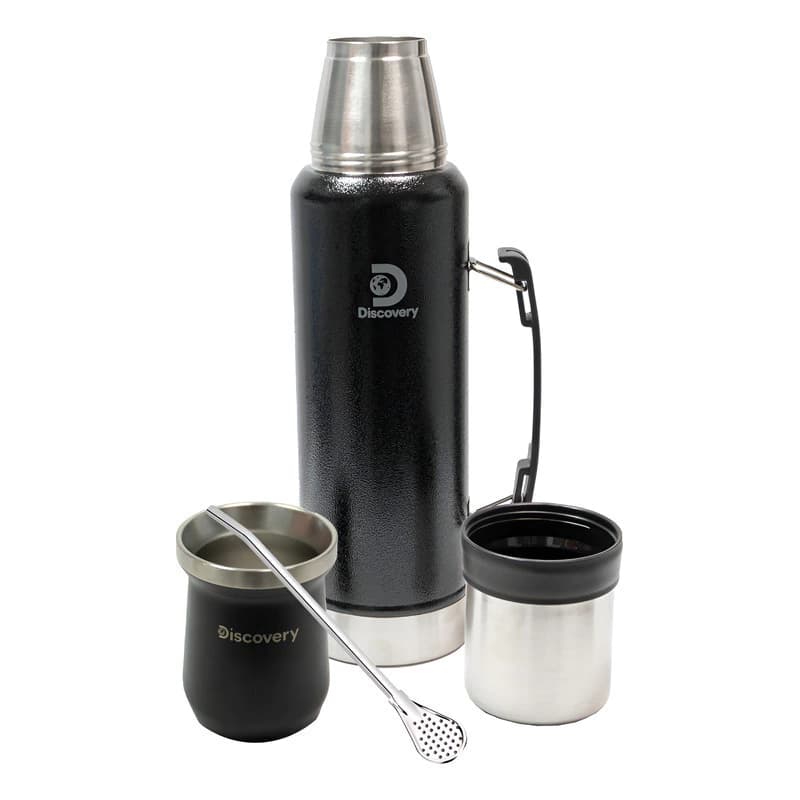 Kit Matero Discovery Adventure Termo 1,3 L Acero Inox + Mate Térmico + Bombilla — Rosa