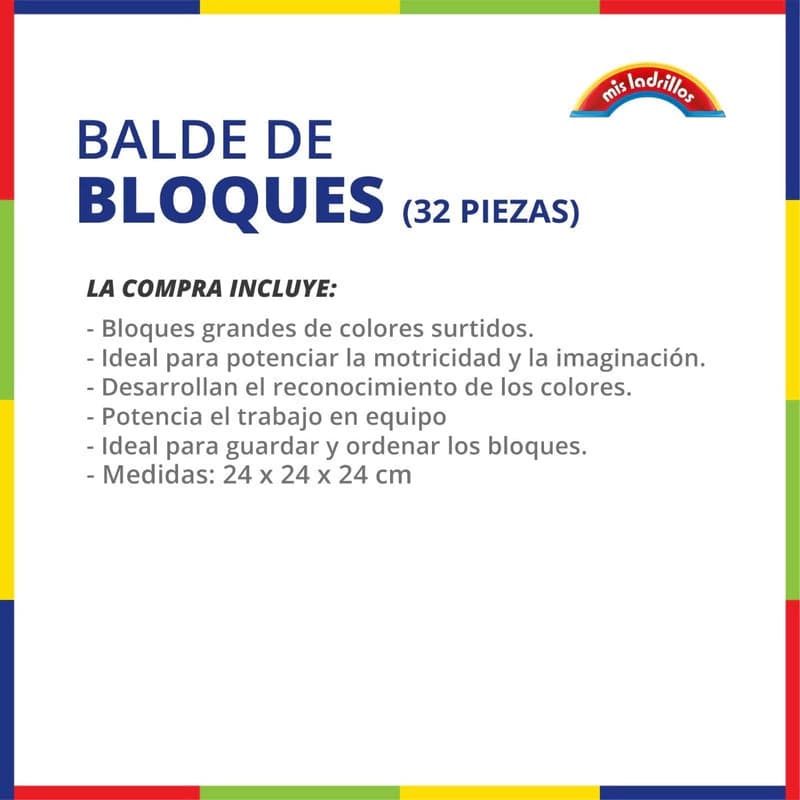 Balde Ladrillos Grandes Mis Ladrillos 32 Piezas Primeros Pasos P-32