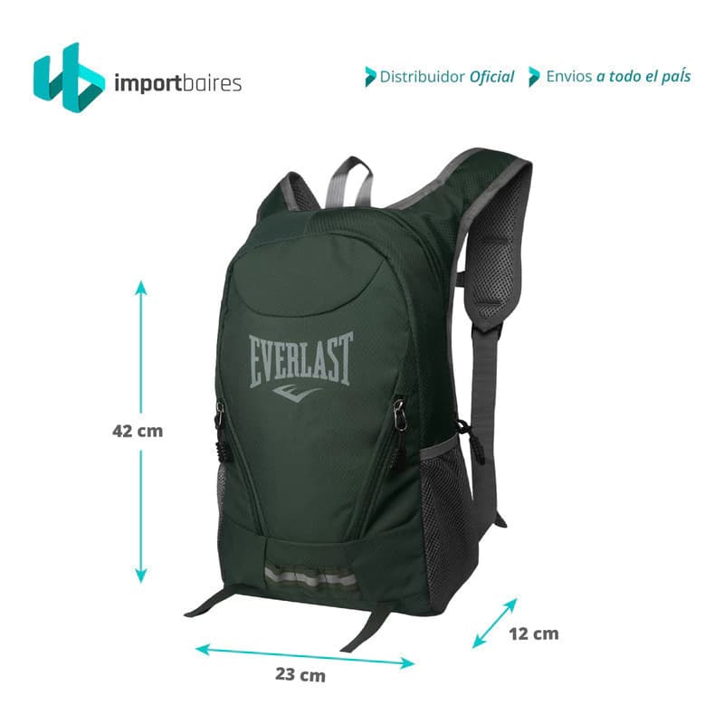Mochila Running Everlast 12L liviana con cincha pectoral y salida de hidratación — Negro 22186 / Liso