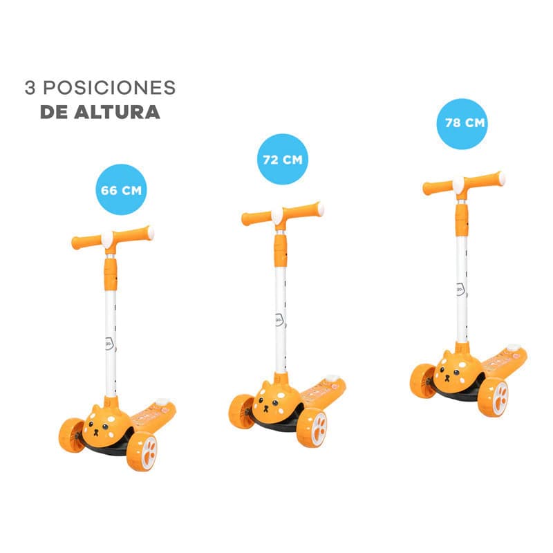 Monopatín 3 Ruedas T-Go SCO0331 con Luces LED + Casco y Protecciones — Niños 3 a 8 años — Azul