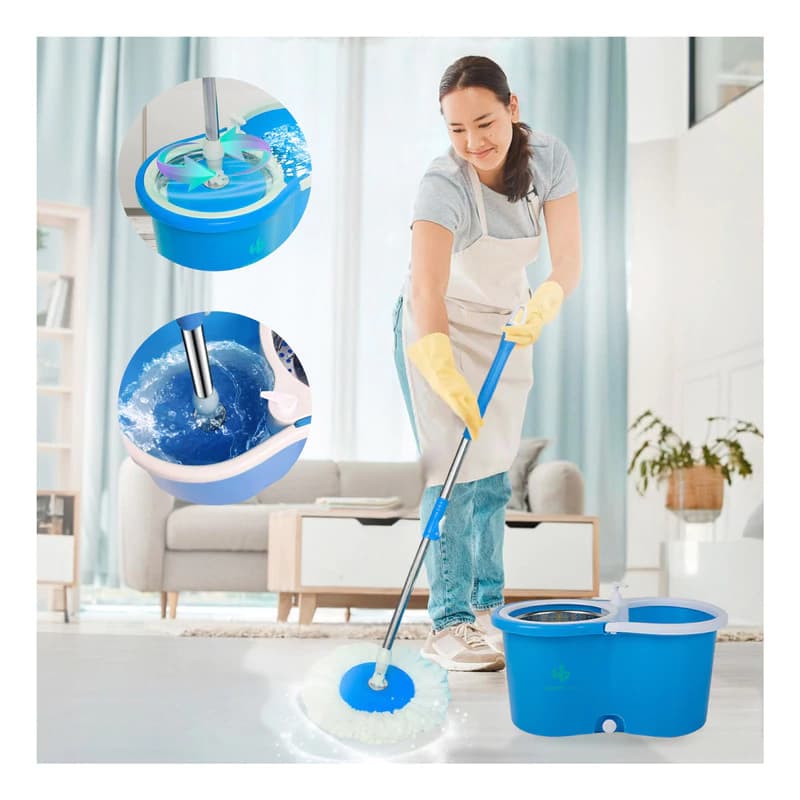 Escurridor Mopa Trapeador Con Balde Centrifugo + 4 Repuestos — Rojo