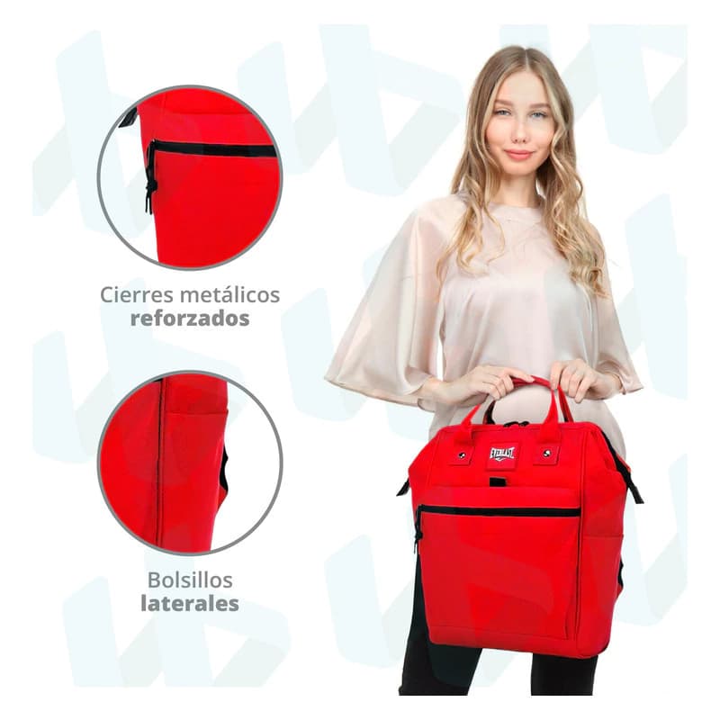 Mochila Boca de Pez Everlast Urbana Nylon Mujer | Notebook 15,6" y A4 — Kaky 22159 / Lisa