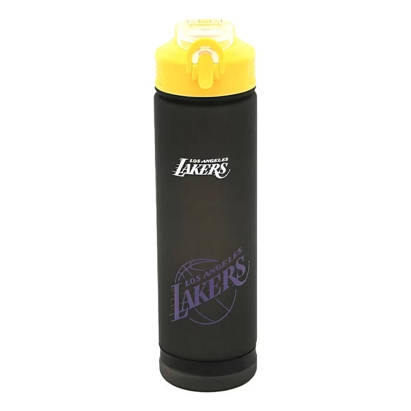 Botella Deportiva NBA 800ml Tapa Rebatible Libre de BPA con Medidor — Negro amarilla