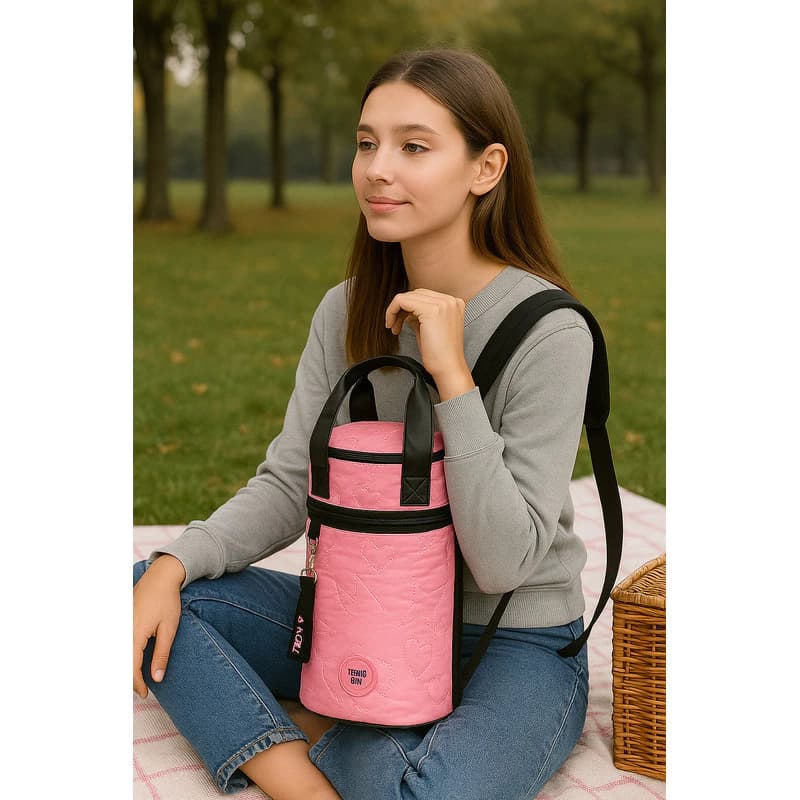 Mochila Matera Trendy Bolso Porta Termo Acolchado Llavero — Rosa 18473
