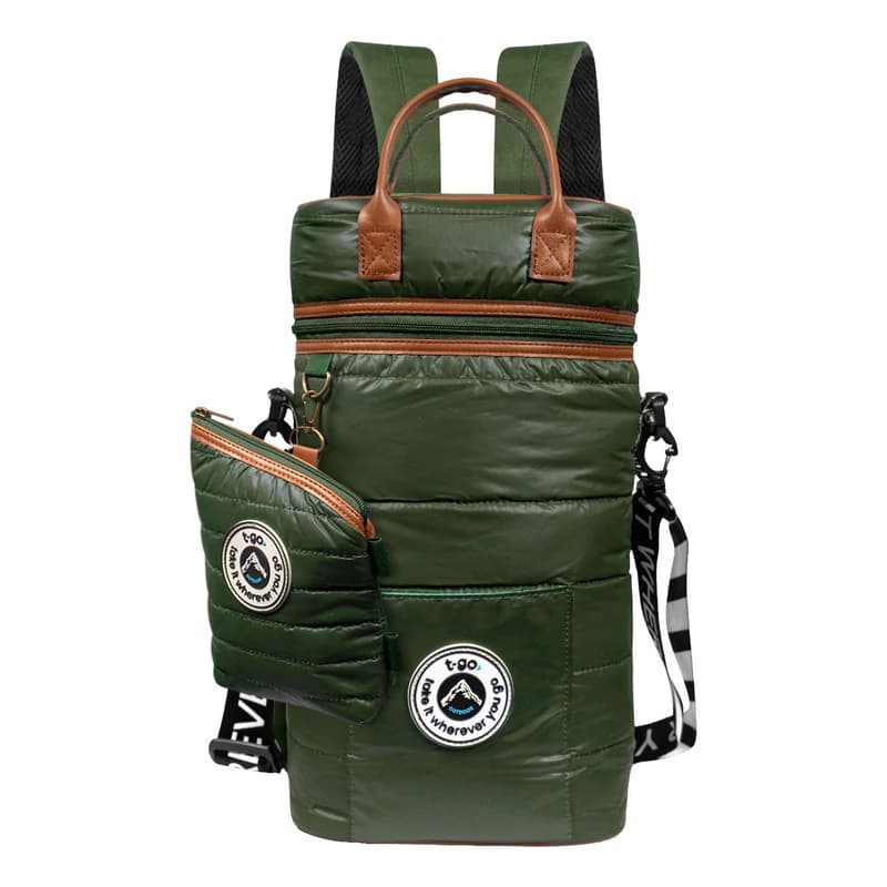 Bolso Matero Mochila Morral Ajustable Porta Termo Mate — Negro