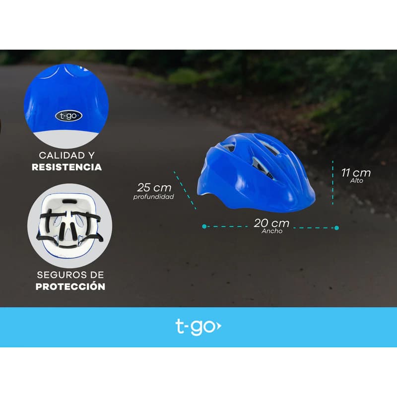 Casco Infantil T-Go con Ajuste para Monopatín y Bicicleta Azul Talle Único