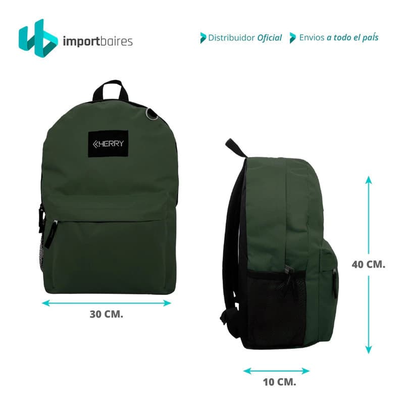 Mochila Escolar Urbana Bagcherry 19L reforzada con porta notebook — Negro / Lisa