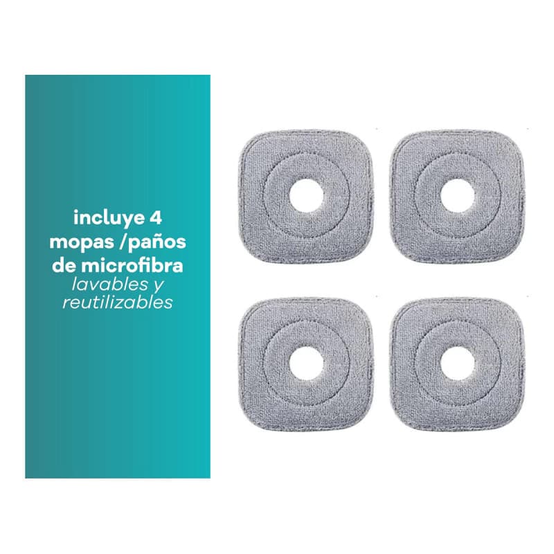 Mopa Plana 360° Para Piso Con Balde Escurridor Y 4 Repuestos