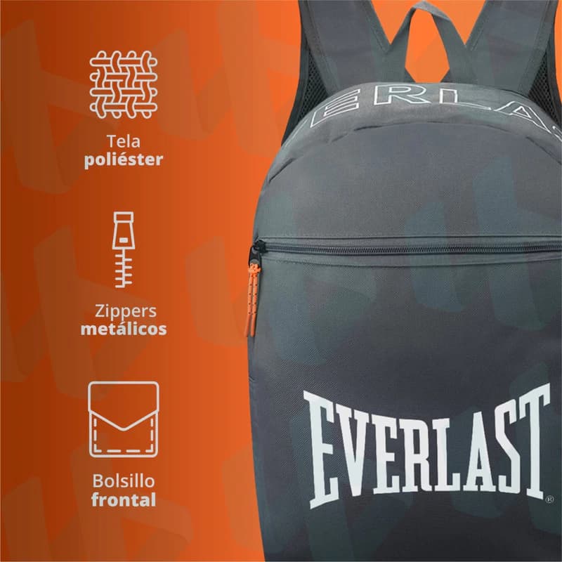 Mochila Everlast Urbana 21L Nylon Reforzada – 43x30x15 cm — Gris 27398