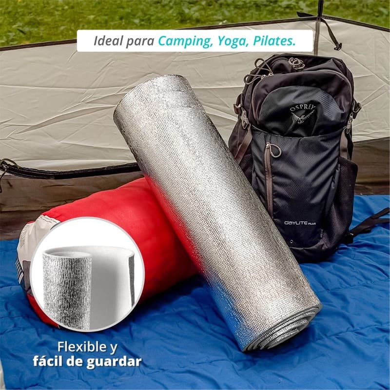 Aislante Térmico Camping Forest 180x50cm Espuma Aluminizada para Bolsa de Dormir