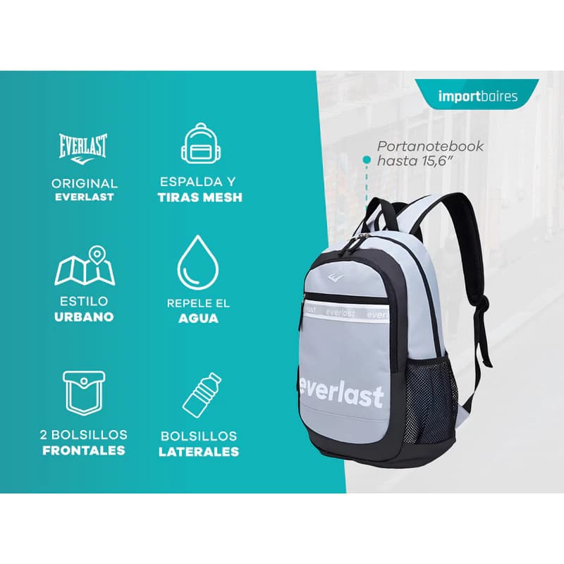 Mochila Porta Notebook Everlast Urbana Reforzada 19 L hasta 15.6"