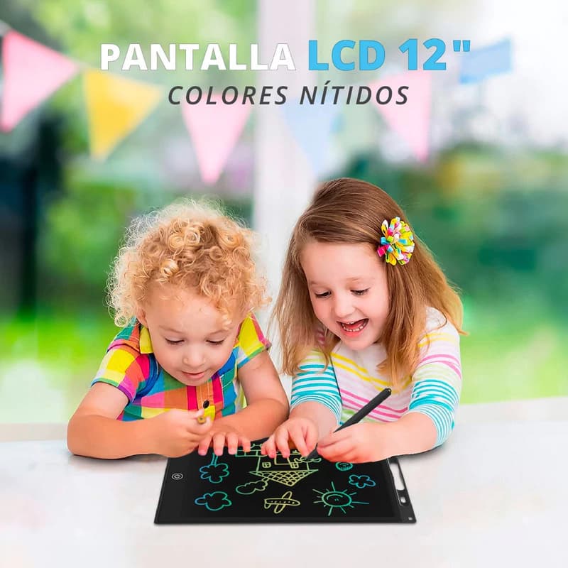Pizarra Mágica Infantil Grande 12" T-Go — Dibujo Digital sin Papel — Rosa