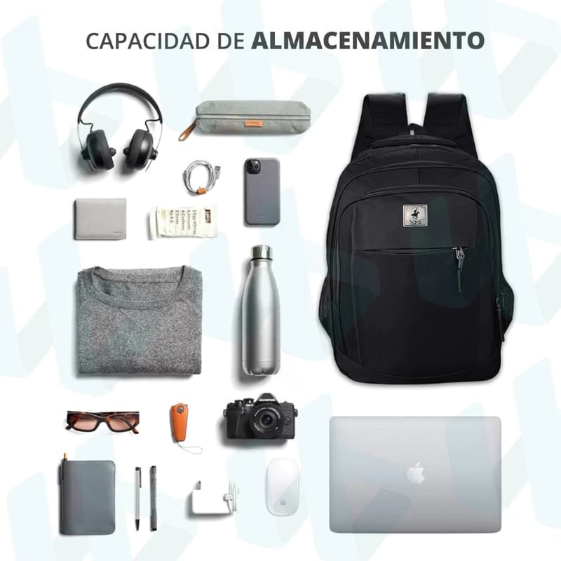 Mochila Porta Notebook 15.6" Wellington Polo Club Urbana Nylon 45cm 20L — Azul marino / Liso
