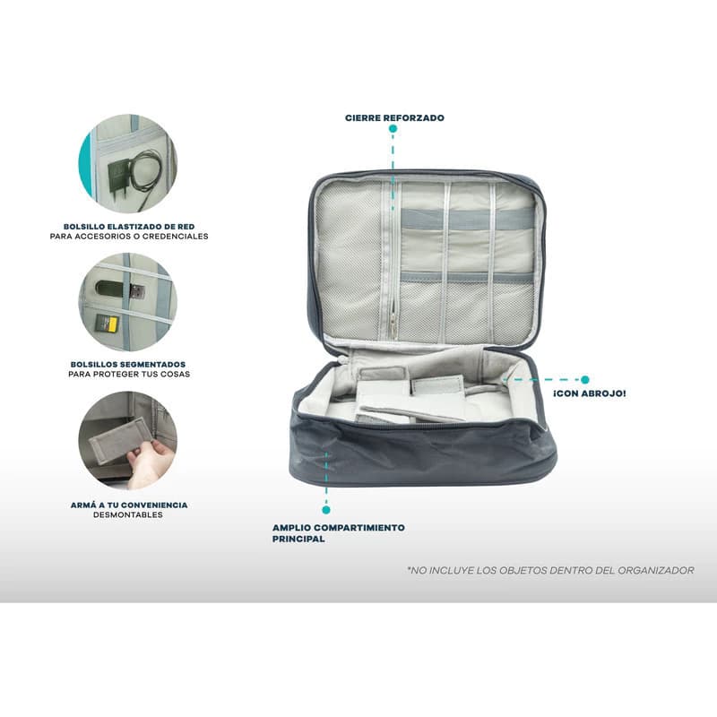 Organizador de Valija Discovery Neceser de Viaje Plegable 18x24x10cm — Negro 17096