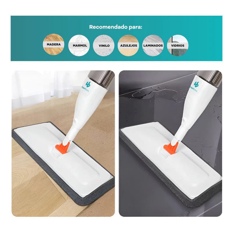 Mopa Plana Spray Mop Importbaires Rociador 4 Repuestos