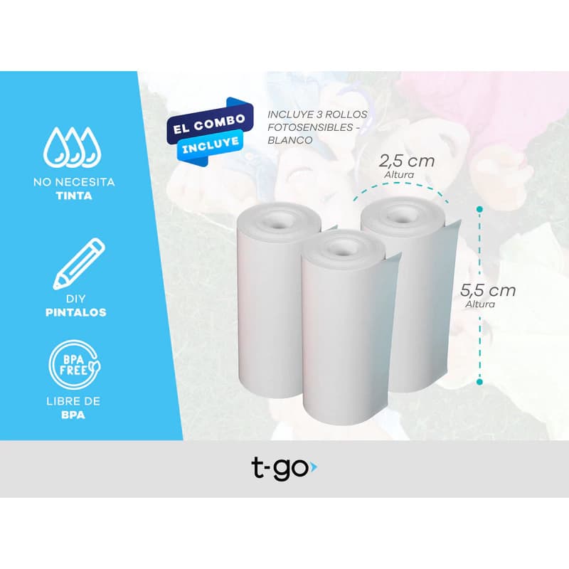Cámara Digital T-go Infantil Wc047 + Rollo Impresora 12 Mpx — Violeta