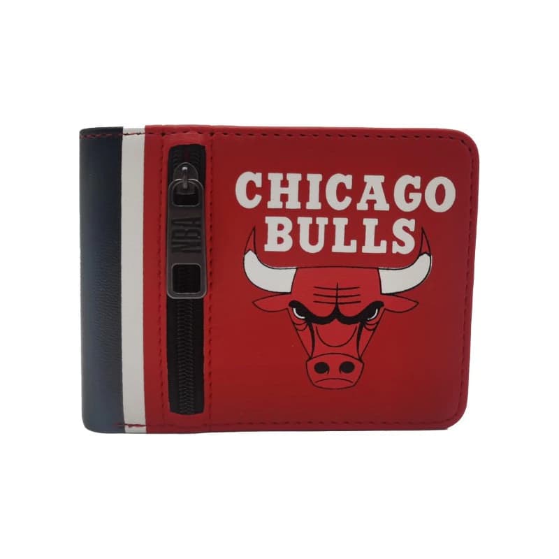 Billetera NBA de Cuero PU para Hombre — 14 Compartimientos, Color Rojo