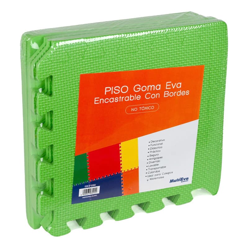 Piso Goma Eva Encastrable MultiEva 6 Piezas con Bordes Antigolpes 30x30cm — Amarillo / Liso