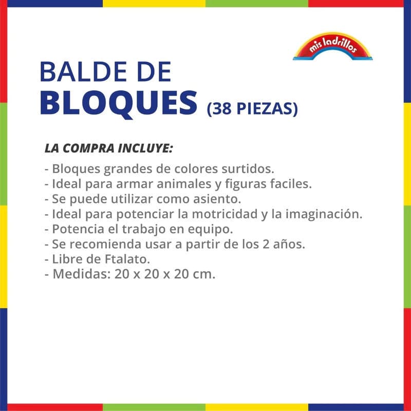 Balde de Bloques Mis Ladrillos K-38 Nenas 38 Piezas Preescolar Rosado