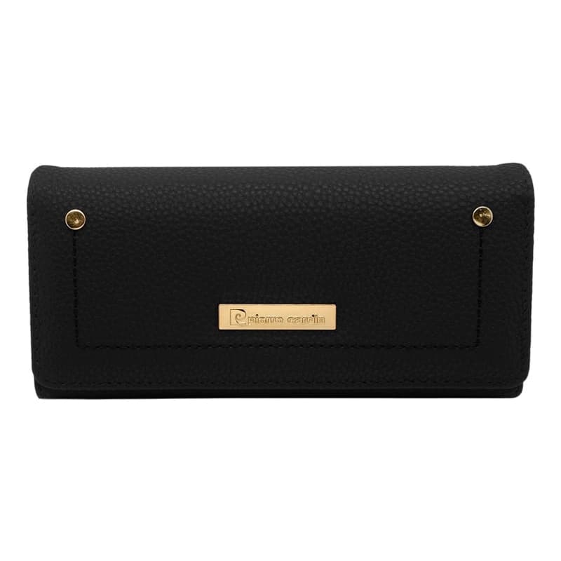 Billetera Fichero Grande Pierre Cardin con Monedero y Tarjetero Mujer — Negro Cod 14753 Texturada