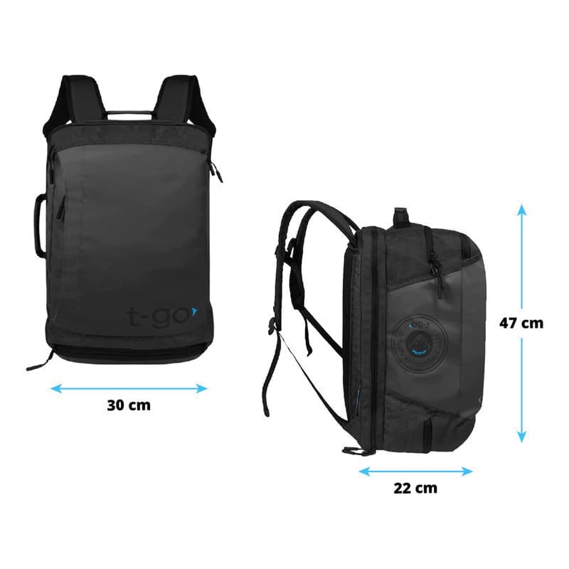 Mochila Porta Notebook Ejecutiva T-Go 2 en 1 Maletín Viaje 30L Apertura 180°