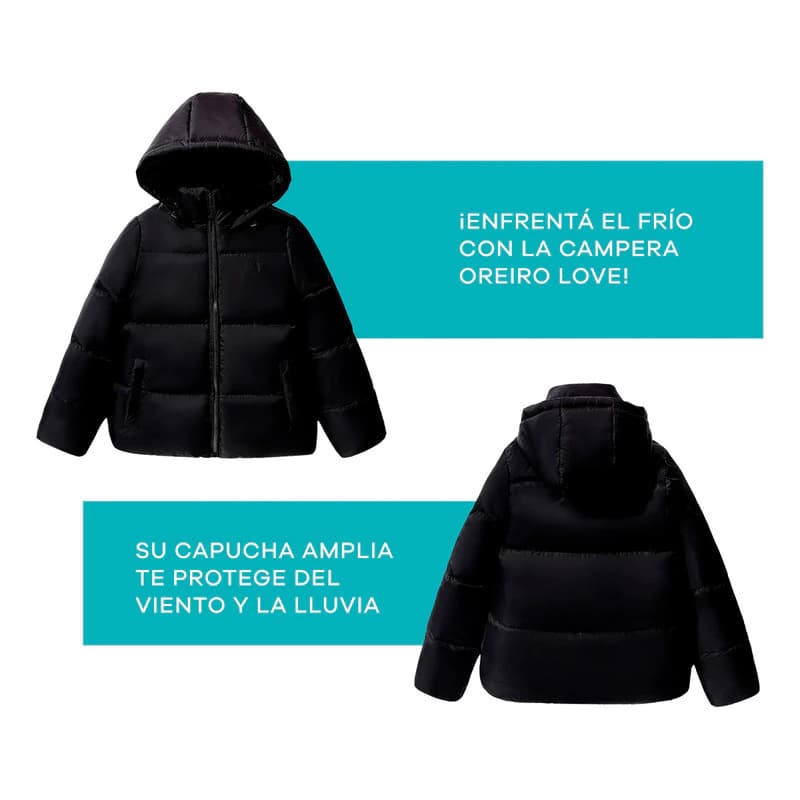 Campera Puffer con Capucha | Oreiro Love — Rojo / Lisa / S