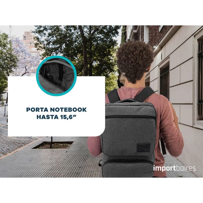 Mochila Porta Notebook 15.6" Everlast Ejecutiva Reforzada con 5 Bolsillos