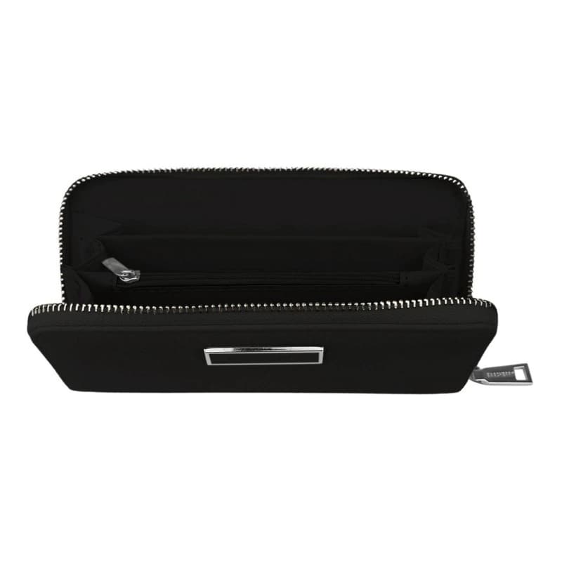 Billetera Monedero Mujer Bagcherry Eco Cuero con 8 Tarjeteros y Monedero — Negro / Liso