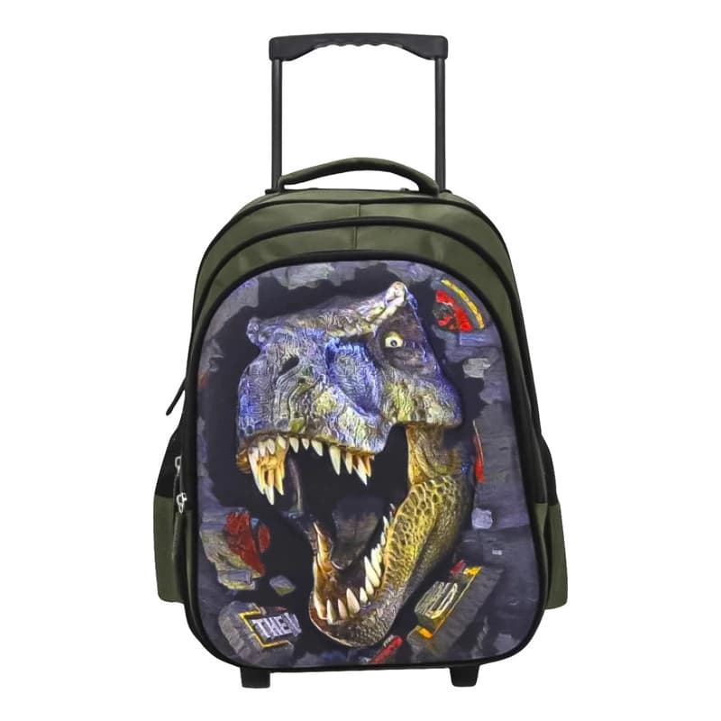 Mochilas Con Ruedas Trendy Carrito Escolar Primaria Niño — Verde musgo 16763 / Dinosaurio