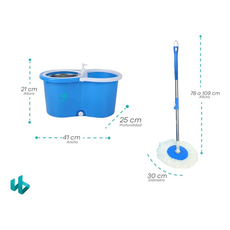 Escurridor Mopa Trapeador Con Balde Centrifugo + 4 Repuestos — Rojo