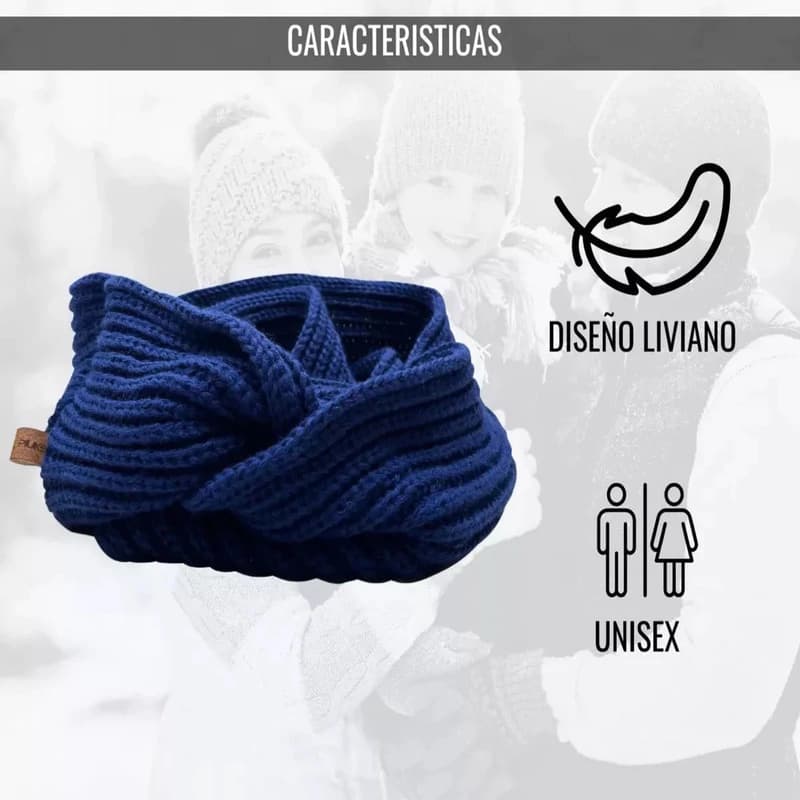 Cuello Infinito Bufanda Lana Gruesa Doble Vuelta Piuke — Abrigada y Cómoda — Gris oscuro