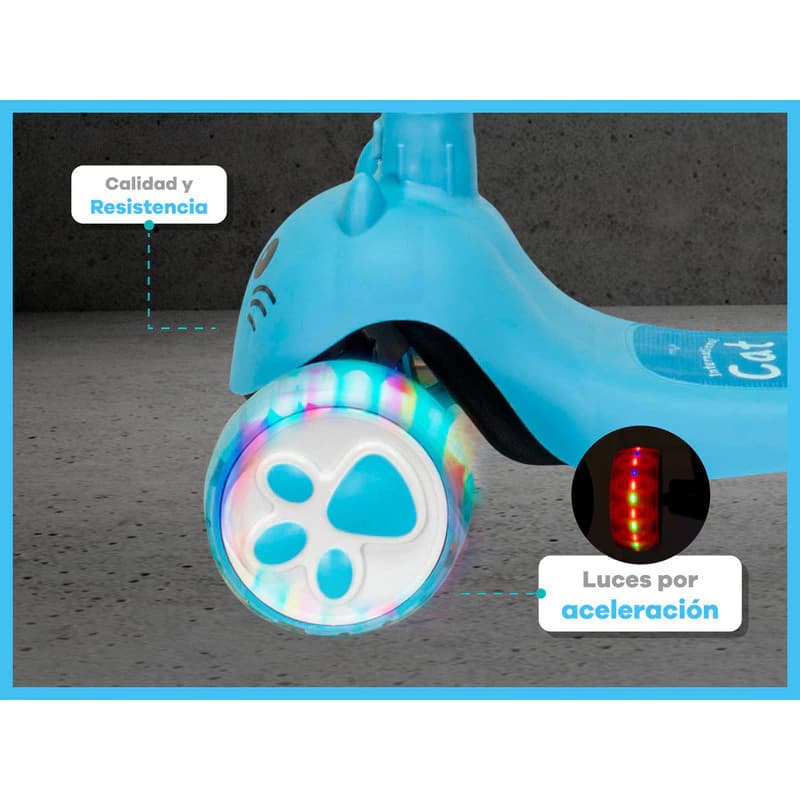 Monopatín Infantil T-Go Gatito con Luces LED y Manubrio Regulable — 3 Ruedas