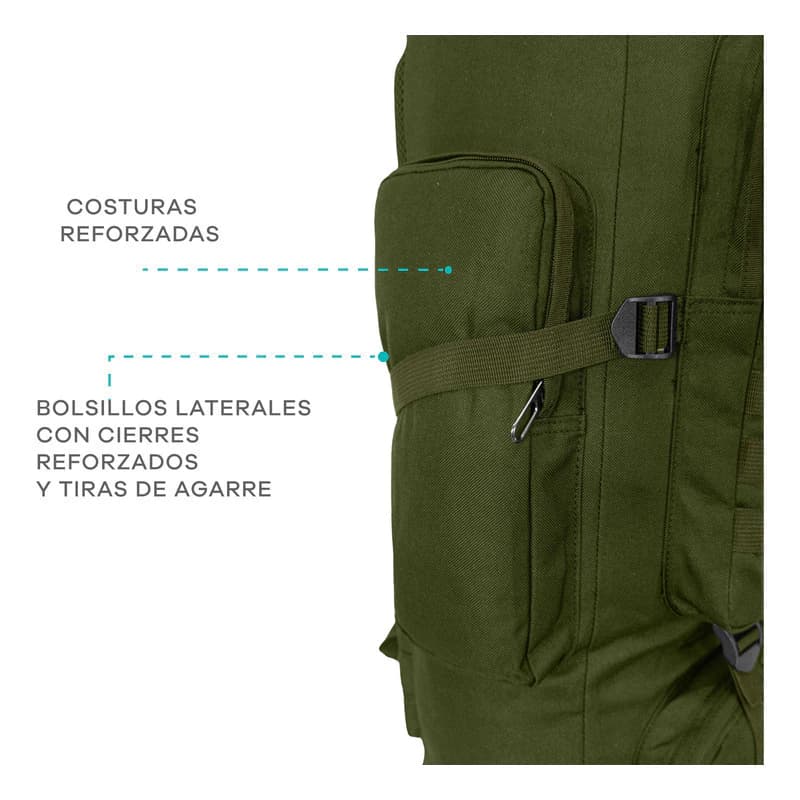 Mochila Trekking y Camping 70 Litros T-Go | Nylon Reforzado con Sistema Air Fluid — Negro / Liso