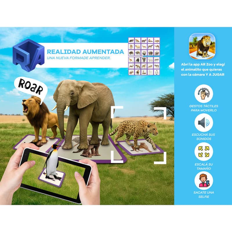 Tablet T-GO Kids 8" Android 14 con 2 Joysticks, 4GB RAM, 64GB, Realidad Aumentada y Funda Antigolpes - AZUL
