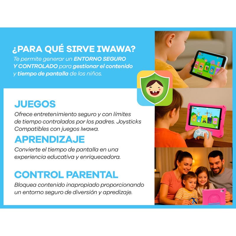 Tablet T-GO Kids 8" Android 14 con 2 Joysticks, 4GB RAM, 64GB, Realidad Aumentada y Funda Antigolpes - Rosa,